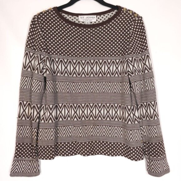 ST. JOHN COLLECTION Women’s‎ Knit Top Pullover Geometric USA🇺🇸MADE Size 4 - Picture 1 of 14